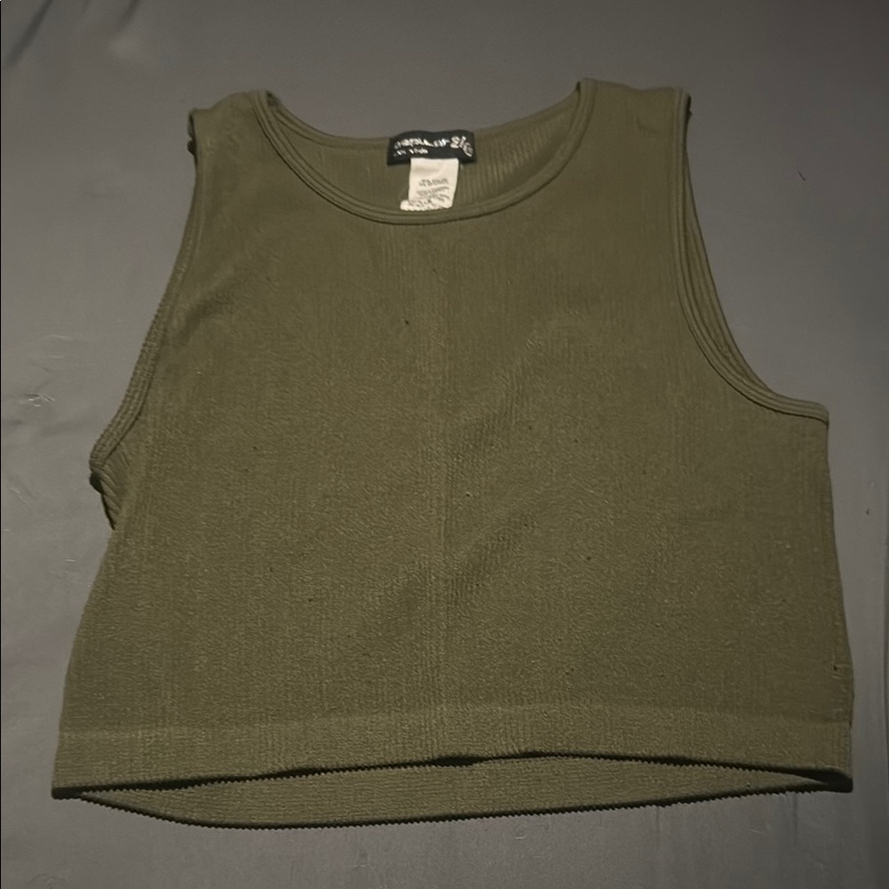 Olive Green Sleeveless Crop Top